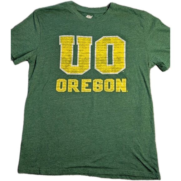 ​UO Oregon Ducks NCAA College Shirt Men's Large Green Yellow Football 4th and 1 - Picture 1 of 9